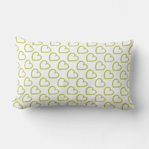 Coussin Rectangle Coeurs dessinés à la main motif vert sur blanc