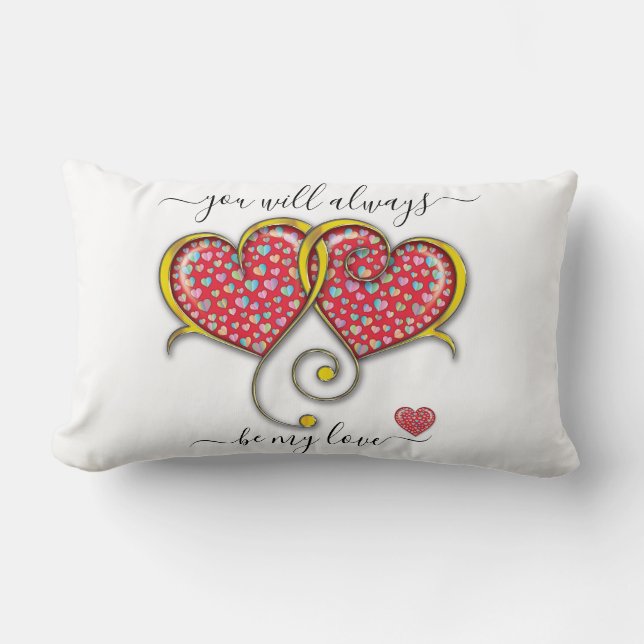Coussin Rectangle Cœurs entrelacés personnalisés Élégant Saint-Valen (Recto)