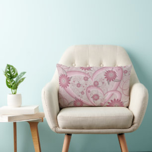 Coussin Rectangle Cœurs et fleurs abstraits roses Amour Art fractal