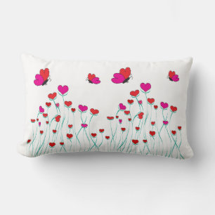 Coussin Rectangle Coeurs et papillons Valentine Love