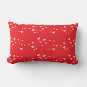 Coussin Rectangle coeurs flottants sur rouge