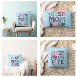 Coussin Rectangle Cœurs mignons et fleurs Meilleure maman de tous le