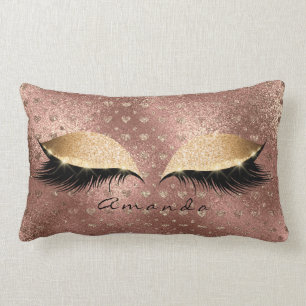 Coussin Rectangle Coeurs nommés de Gold Glitter Lashes de princesse