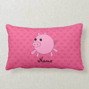 Coussin Rectangle Coeurs nommés personnalisés de rose de porc