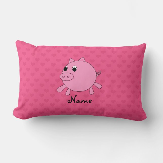 Coussin Rectangle Coeurs nommés personnalisés de rose de porc (Recto)
