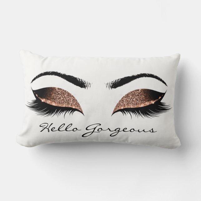 Coussin Rectangle Coffee Bean White Maquillage Lashes Hello Gorgey (Recto)