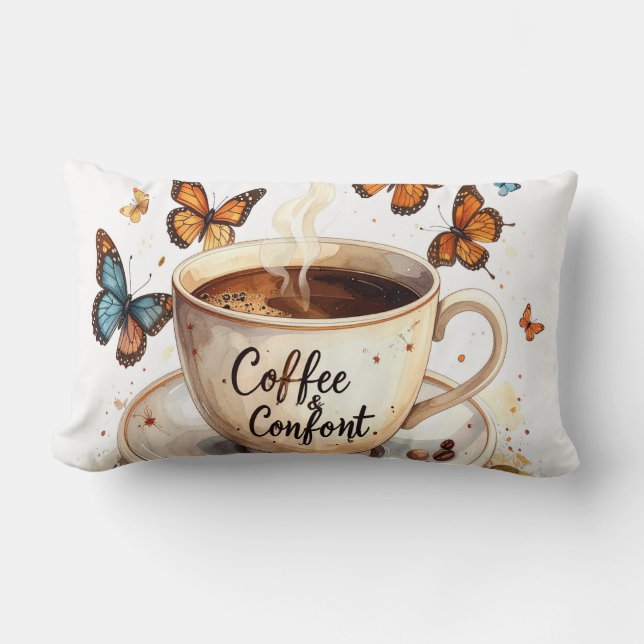Coussin Rectangle Coffee & Comfort Peaceful Butterfly Pillow (Recto)