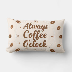 Coussin Rectangle Coffee O'Clock Pillow - Funny Coffee Time Throw