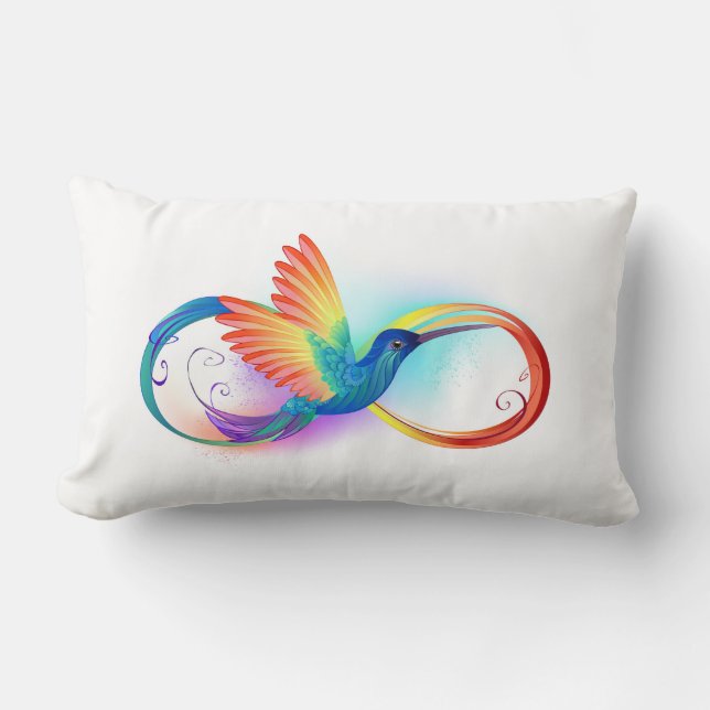 Coussin Rectangle Colibri arc-en-ciel avec symbole d'infini (Recto)