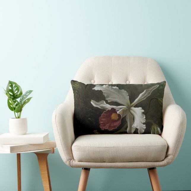Coussin Rectangle Colibris et Orchidée blanche de Martin J. Heade (Chaise)