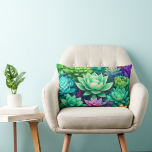 Coussin Rectangle Collage Aloe Vera et Succulents