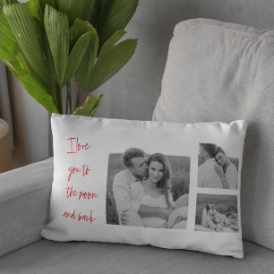 Coussin Rectangle Collage Couple Photo & Citation Romantique Aimer Y
