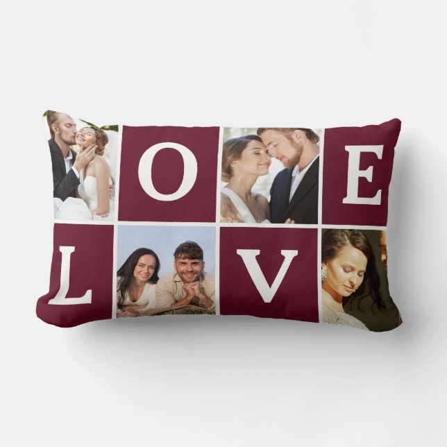 Coussin Rectangle Collage de photos d'amour Saint-Valentin (Recto)