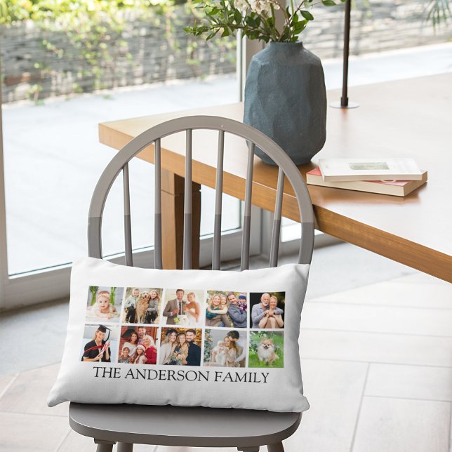 Coussin Rectangle Collage de photos de famille (Customize to change text size, text style or background color.)