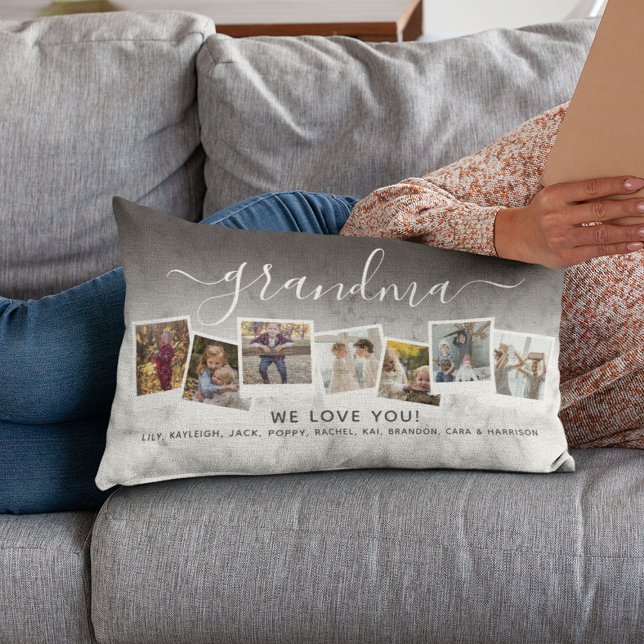 Coussin Rectangle Collage de photos de grand-mère élégant personnali (Créateur téléchargé)