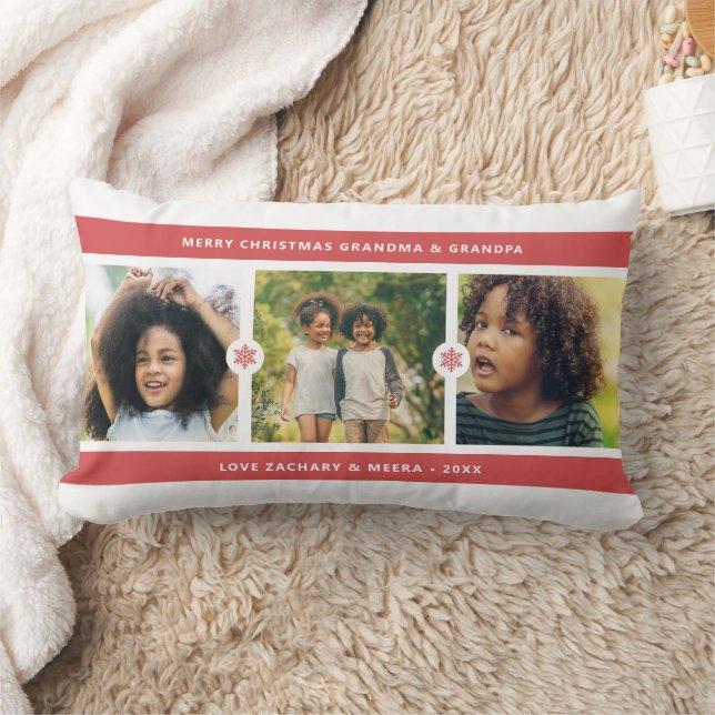 Coussin Rectangle Collage de photos de Noël pour grands-parents (Couverture)