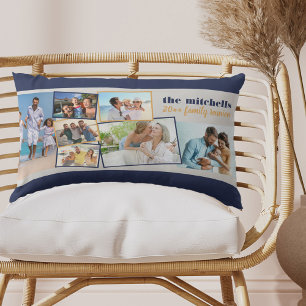 Coussin Rectangle Collage de photos familiales 7 photos et texte per