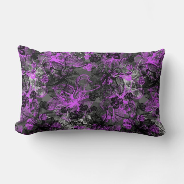 Coussin Rectangle Collage d'orchidée hawaïenne Wahine Lace (Recto)