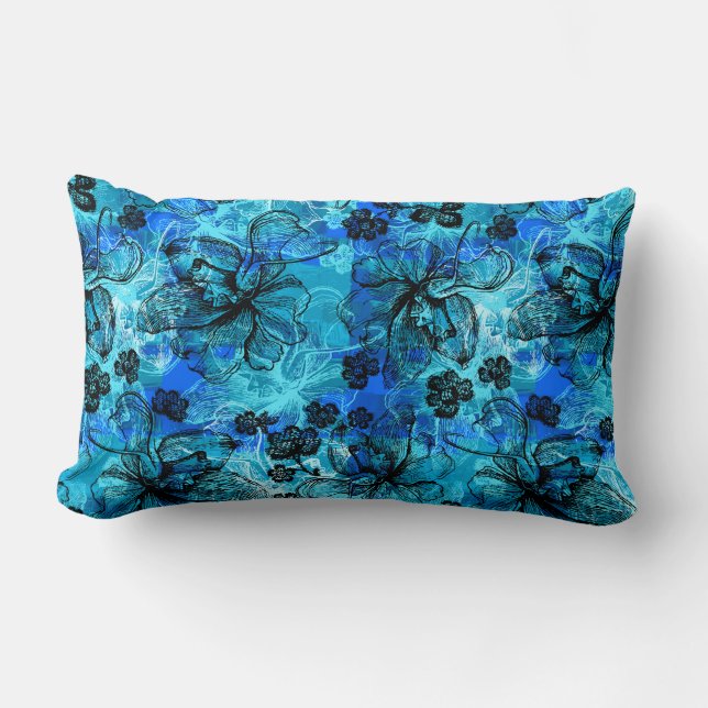 Coussin Rectangle Collage d'orchidée hawaïenne Wahine Lace (Recto)