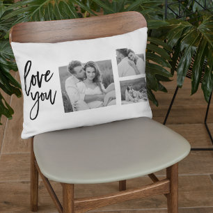 Coussin Rectangle Collage moderne Couple Photo & Love You Beauté Cad