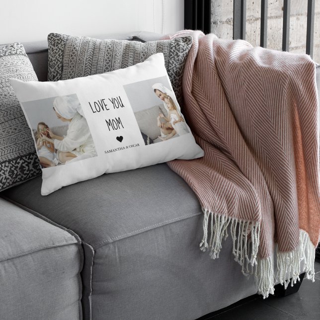 Coussin Rectangle Collage moderne Photo Love You Mom Best Gift (Créateur téléchargé)
