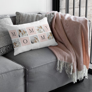 Coussin Rectangle Collage moderne Photo & Pastel Cadeau de maman ros