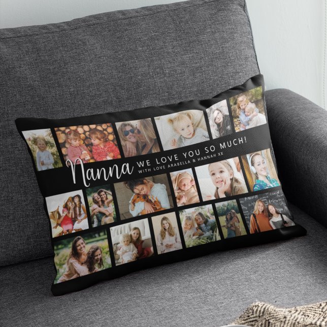 Coussin Rectangle Collage personnalisé Nanna 18 Photos (Créateur téléchargé)