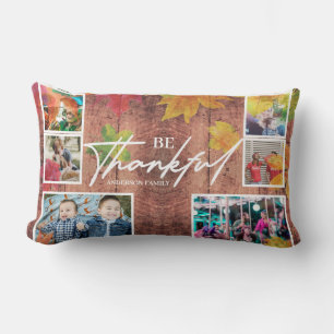 Coussin Rectangle Collage photo de Thanksgiving sur bois