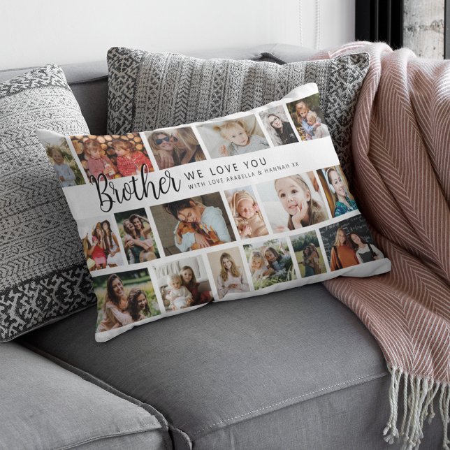 Coussin Rectangle Collage Photo Frère 18 Personnalisé (Créateur téléchargé)