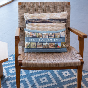 Coussin Rectangle Collage photo moderne 'Best Papa Ever'