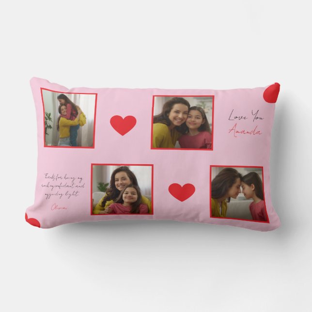 Coussin Rectangle Collage photo moderne de Red Hearts (Recto)