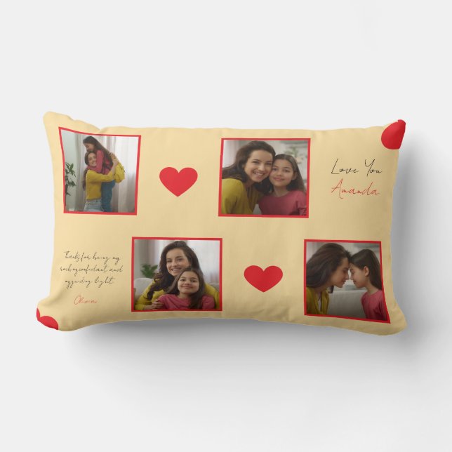 Coussin Rectangle Collage photo moderne de Red Hearts (Recto)