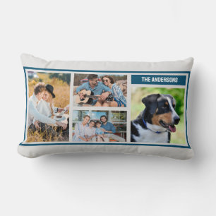 Coussin Rectangle Collage photo personnalisé 4 famille simple