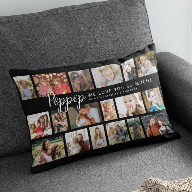 Coussin Rectangle Collage photo personnalisé Poppop 18 (Créateur téléchargé)