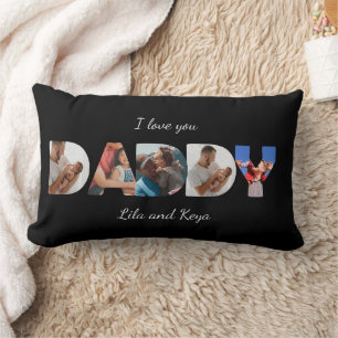 Coussin Rectangle Collage photo simple moderne personnalisé Script D