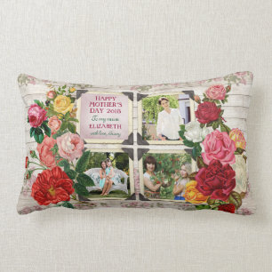 Coussin Rectangle Collage vintage de photo d'Instagram de roses du