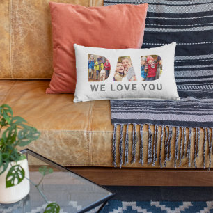 Coussin Rectangle Colle de lettres de photo Papa Nous t'aimons