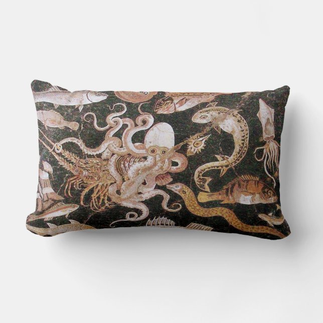 COUSSIN RECTANGLE COLLECTE POMPEII / OCÉAN - SCÈNE DE VIE MARINE (Recto)