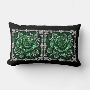 Coussin Rectangle collection de fleurs en cristal d'émeraude royale