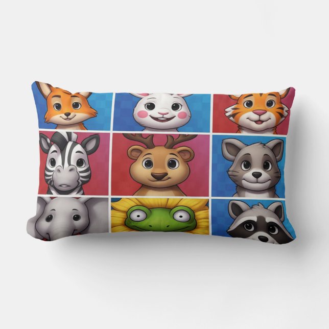 Coussin Rectangle Collection de jolis animaux de la forêt pour les a (Recto)