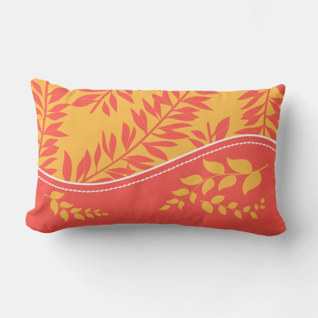 Coussin Rectangle Collection Monogram Cabana jaune doré et corail (Recto)