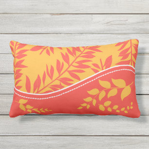Coussin Rectangle Collection Monogram Cabana jaune doré et corail