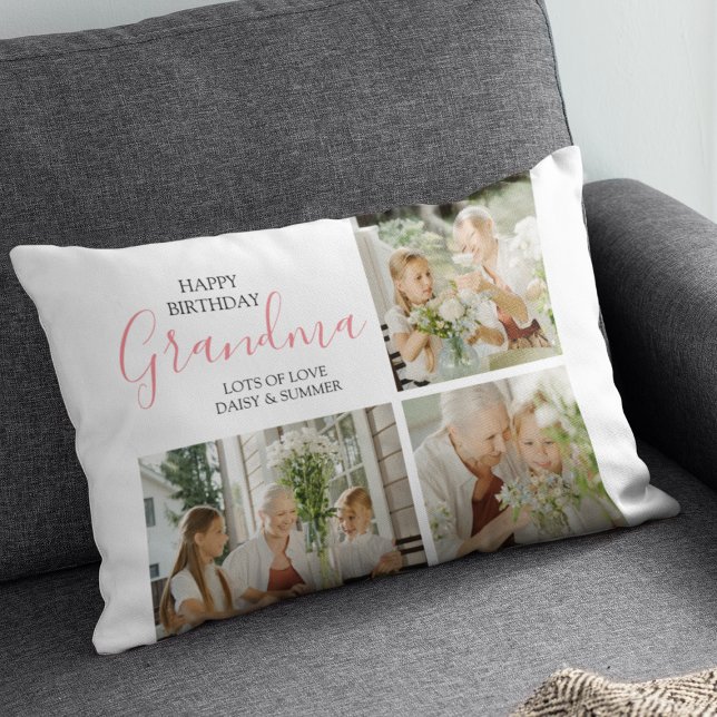 Coussin Rectangle Collection photo d'anniversaire moderne et heureus (Créateur téléchargé)