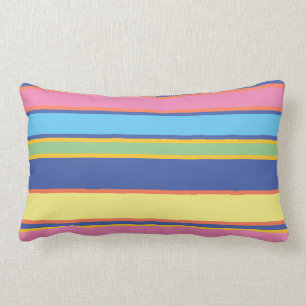 Coussin Rectangle Colofrul Blue Yellow Coral Strip Beach