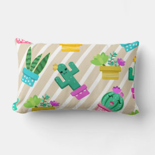 Coussin Rectangle Coloré Funny Kawaii Cactus & Succulents