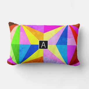 Coussin Rectangle Coloré Moderne Multi-Coloré Géométrique Monogram