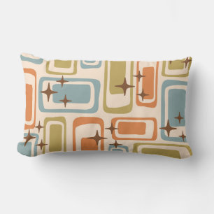 Coussin Rectangle Coloré Rétro Mi-Siècle moderne Atomique Abstrait