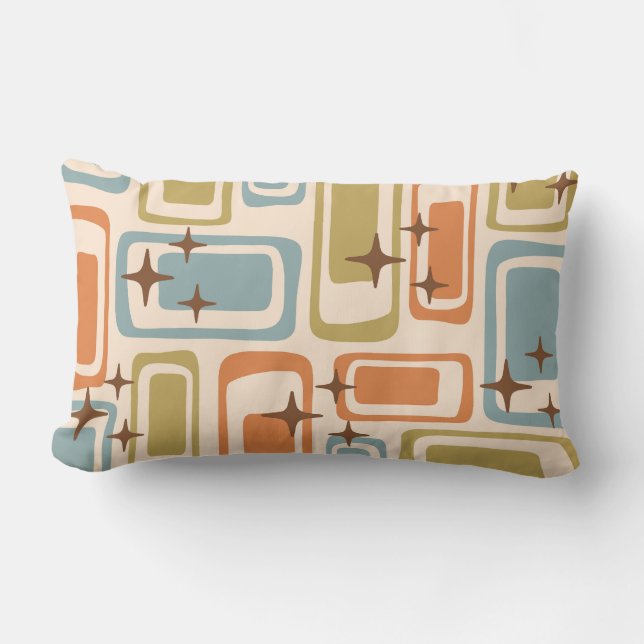 Coussin Rectangle Coloré Rétro Mi-Siècle moderne Atomique Abstrait (Recto)