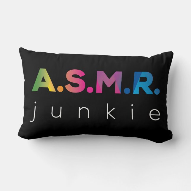 Coussin Rectangle Colorful ASMR Junkie noir et blanc (Verso)