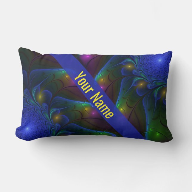 Coussin Rectangle Colorful Luminous Abstrait moderne Fractal Art Nom (Recto)